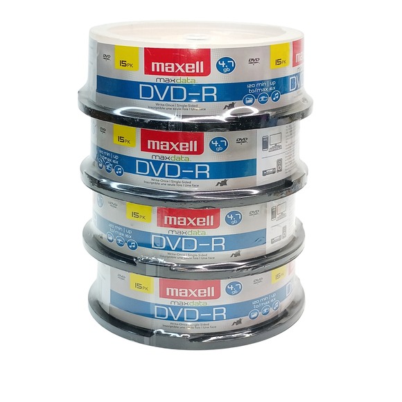 Maxell Other - Maxell MaxData DVD-R 60 Count (4x 15pk) 4.7GB 16x Blank Media Discs Spindle Lot